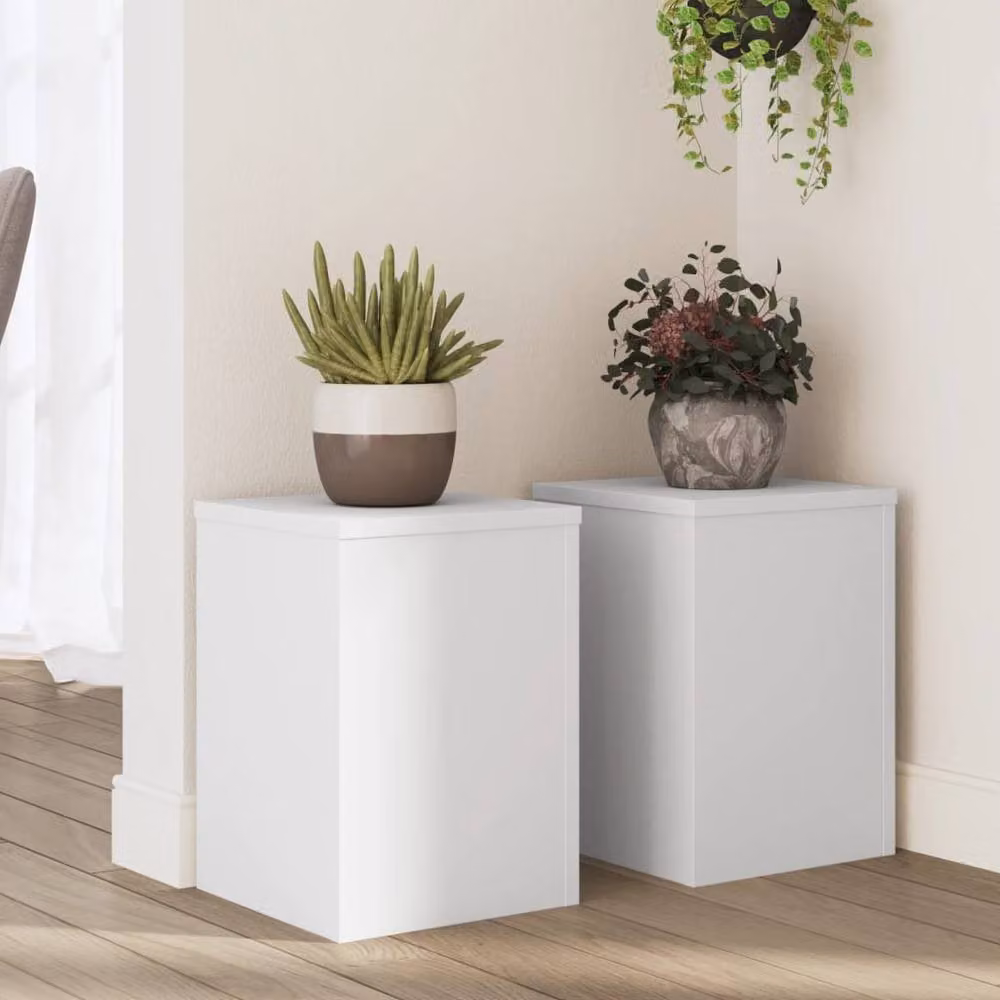 Berkfield Home Plant Stands, 2 Pack, White, W/D/H: 25 x 25 x 35 cm – 2