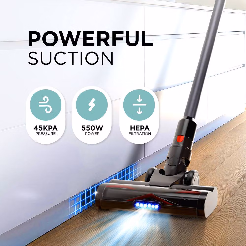 DMD Collective PowerPulse 3X Cordless Bagless Vacuum Cleaner with HEPA Filter, 550W, 45Kpa, Black – 3