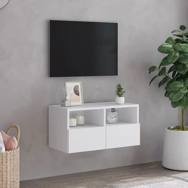 Berkfield Home White Modern TV Wall Cabinet in Matt MDF, W/D/H: 60 x 30 x 30 cm – 1