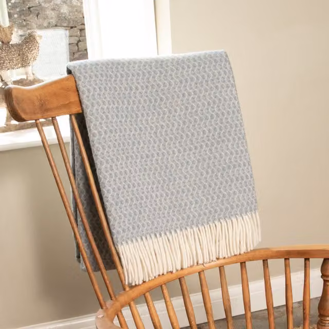 Native Natural Blue Geometric Wool Blanket