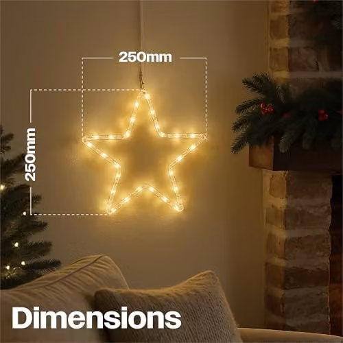 Xmas Haus Warm White LED Hanging Star, Black, 25 cm – 2