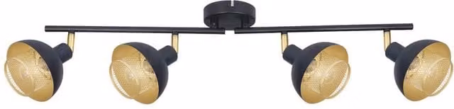 Netlighting Savio Industrial Ceiling Spotlight Bar in Matt Black and Gold with 4 x E14 Sockets