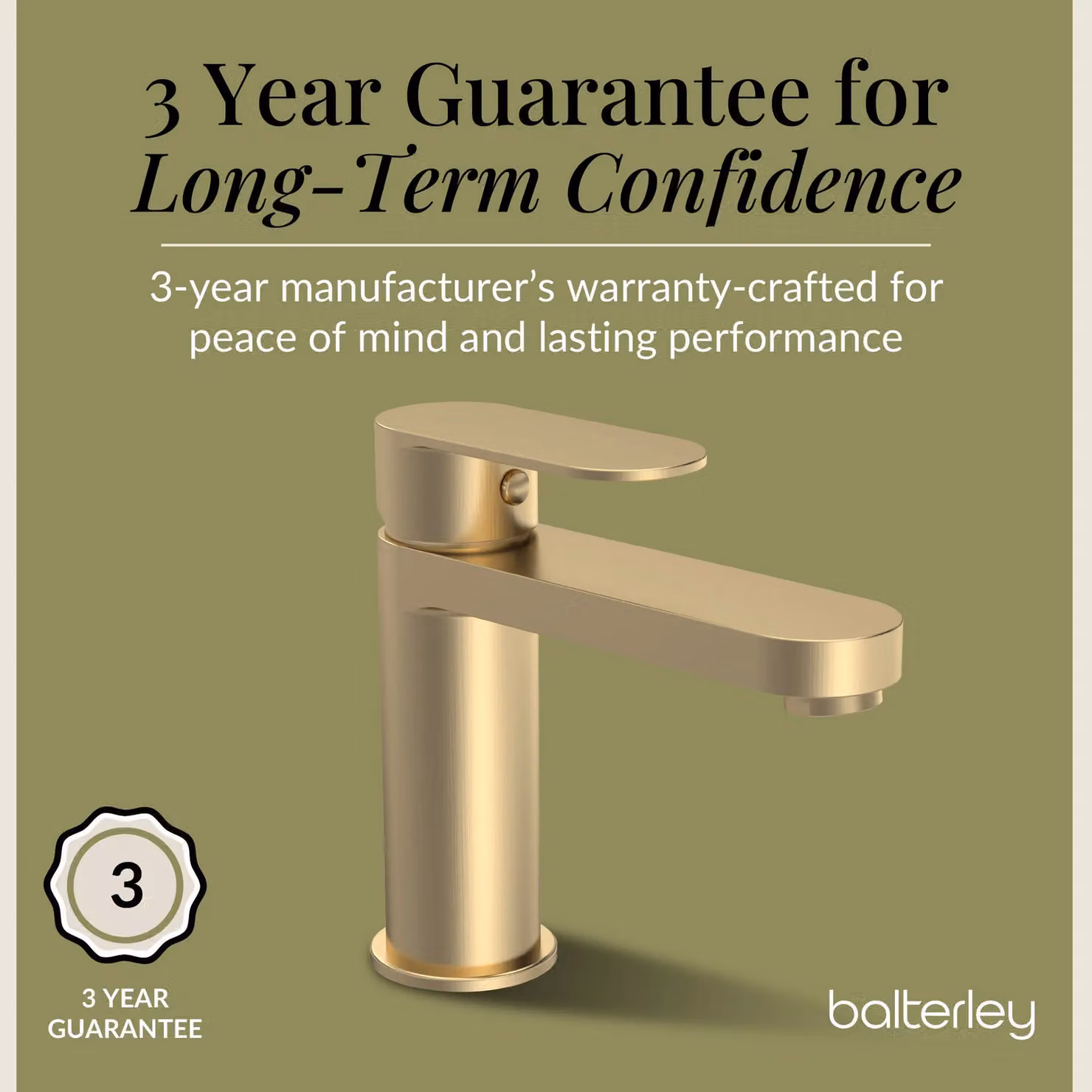 Balterley Cascade Round Mono Basin Mixer Tap with Push Button Waste, Brushed Brass, H x W x D: 16.6 x 5.0 x 14.9 cm – 3