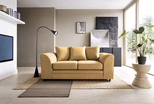 Abakus Direct Darcy 2 Seater Sofa in Mustard Brushed Cotton Fabric, W/D/H: 160 x 89 x 90 cm – 3