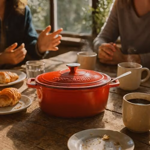Argon Tableware Oval Enamelled Cast Iron Casserole Dish with Self-Basting Lid, Red, 4.68 l – 2
