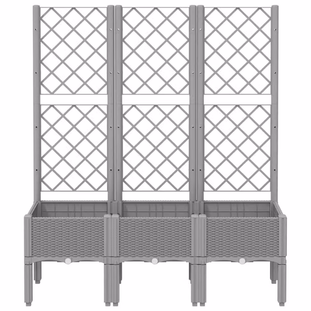 Berkfield Home Garden Planter with Trellis in Light Grey, W/D/H: 120 x 40 x 142 cm – 3