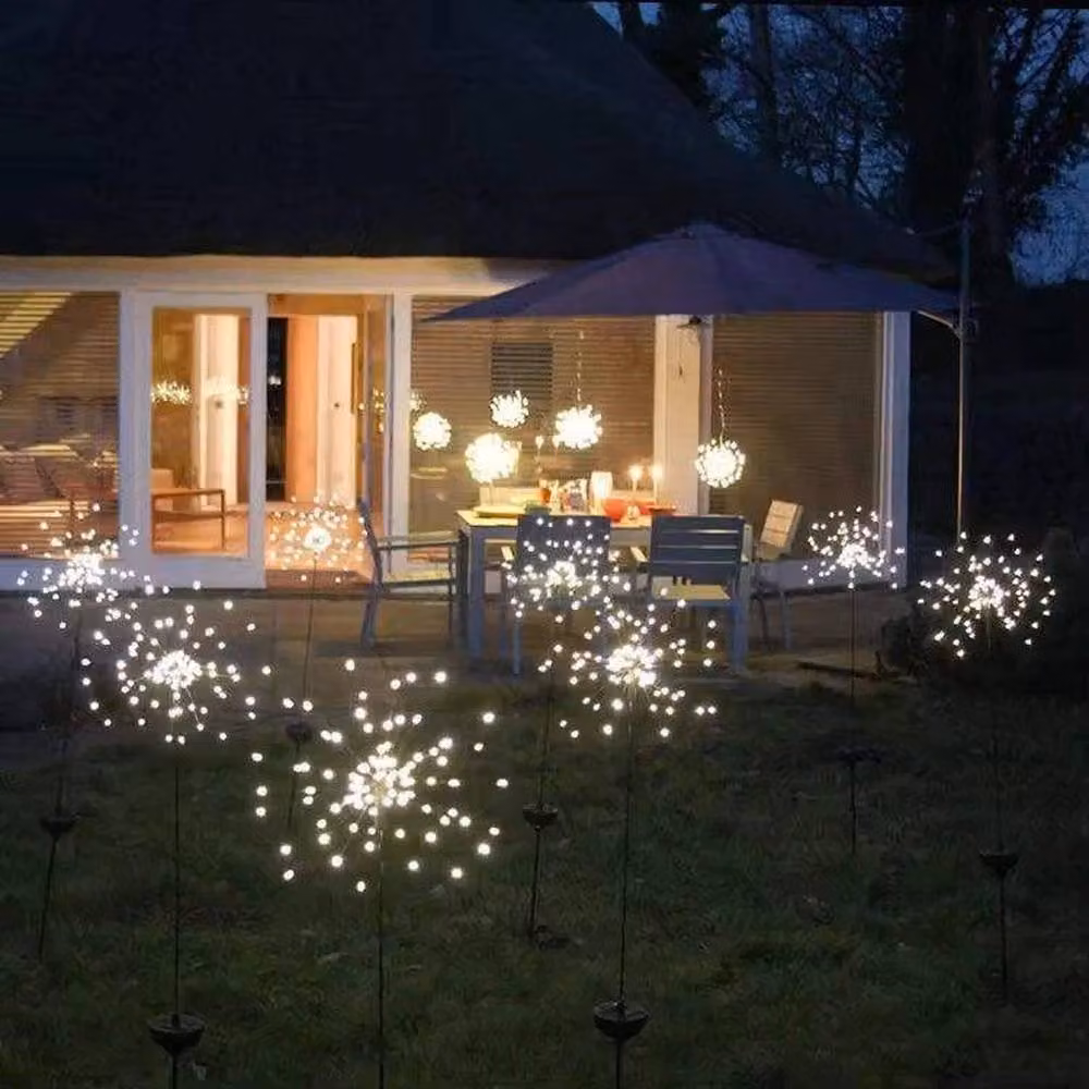 FLAVORA Solar LED Firework Garden Stake Lights in Black – 2
