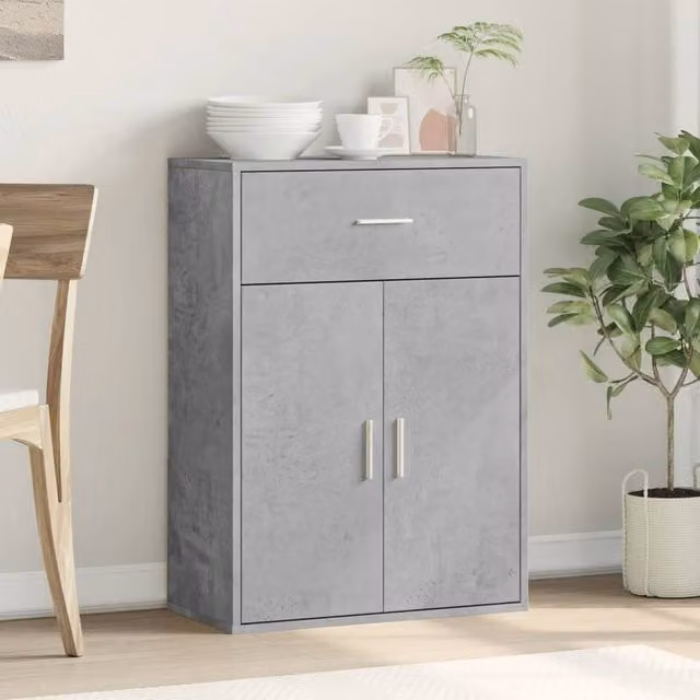 Berkfield Home Sideboard in Concrete Grey, W/D/H: 60 x 30 x 84 cm – 1