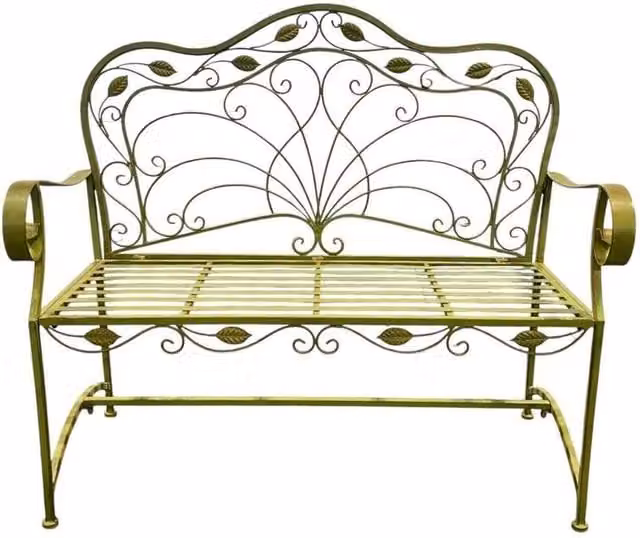 Minster Classic Metal Garden Bench in Matt Leaf Green, W115 x D58 x H96 cm – 1