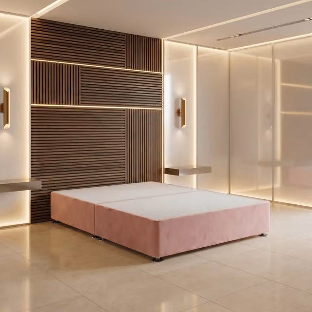 Somnior Beds Ltd Pink Plush Velvet Divan Bed Base with Drawers, W/D/H: 180 x 200 x 30.5 cm