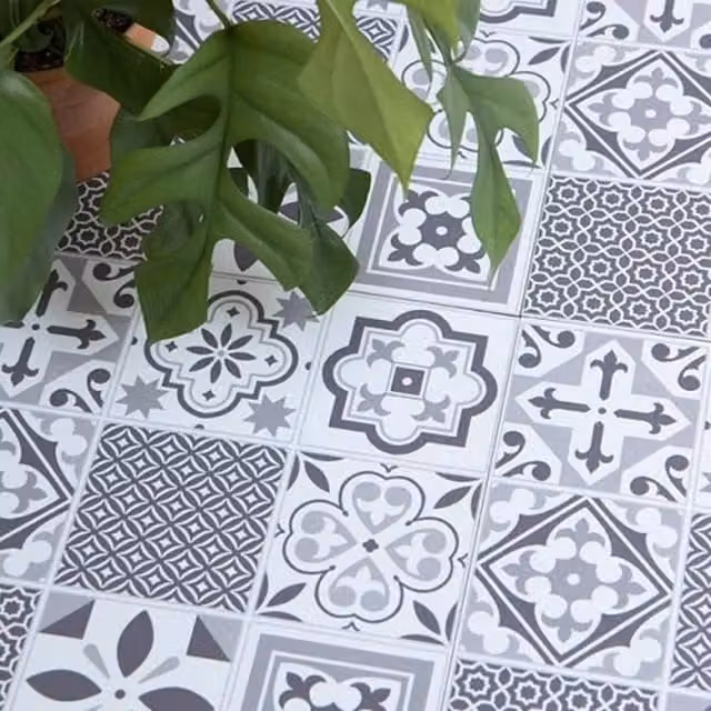 D-C-Fix Oriental Tile Look Self Adhesive Vinyl Floor Tiles, Grey, Pack of 11 (1sqm), W/D/H: 30.48 x 30.48 x 30.48 cm – 1