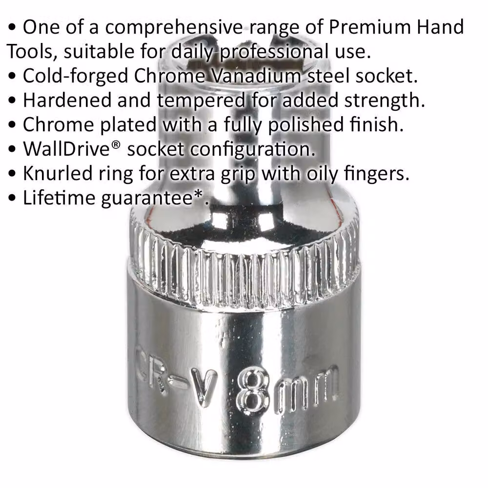 Loops 8mm Forged Steel Drive Socket 3/8 inch Square Drive in Silver Chrome Vanadium – 2