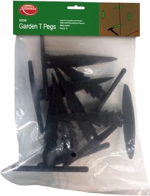Ambassador Garden Fabric T Pegs, Black, Pack of 10 – 1