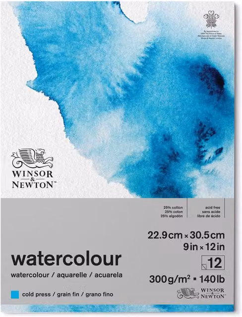 Winsor & Newton Professional Watercolour Cold Press Paper Pad, Blue, W: 22.9 cm, H: 30.5 cm