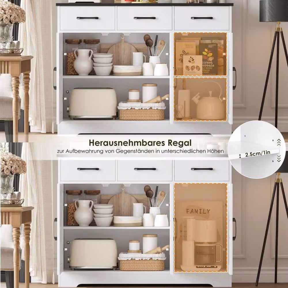 PAWNORA Kitchen Cabinet with 3 Drawers and 3 Doors in White and Black – 2