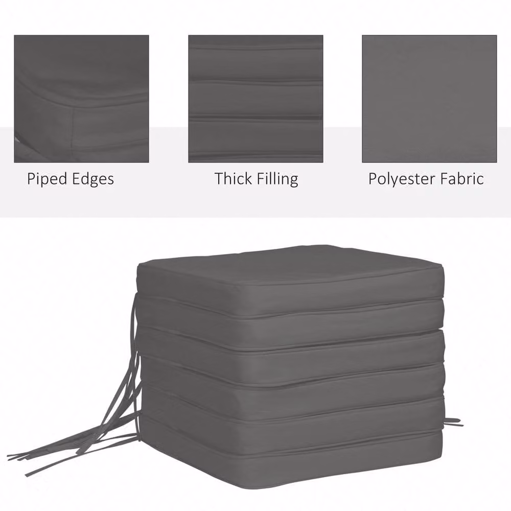 EONLION Set of 6 Square Chair Cushion Seat Pads in Dark Grey, W/D: 100 x 100 cm – 3