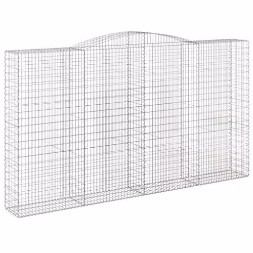 vidaXL Arched Gabion Basket in Silver Galvanised Steel, W: 400 cm, D: 50 cm, H: 220/240 cm – 1