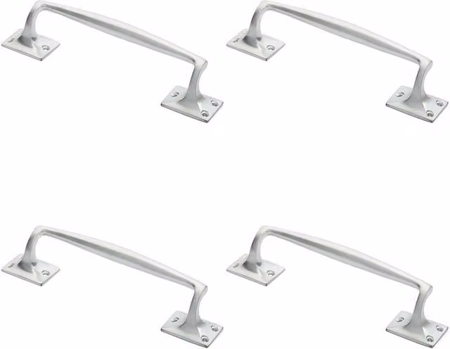 Loops 4x One Piece Door Pull Handles in Satin Chrome, Length: 250 mm, Projection: 54 mm