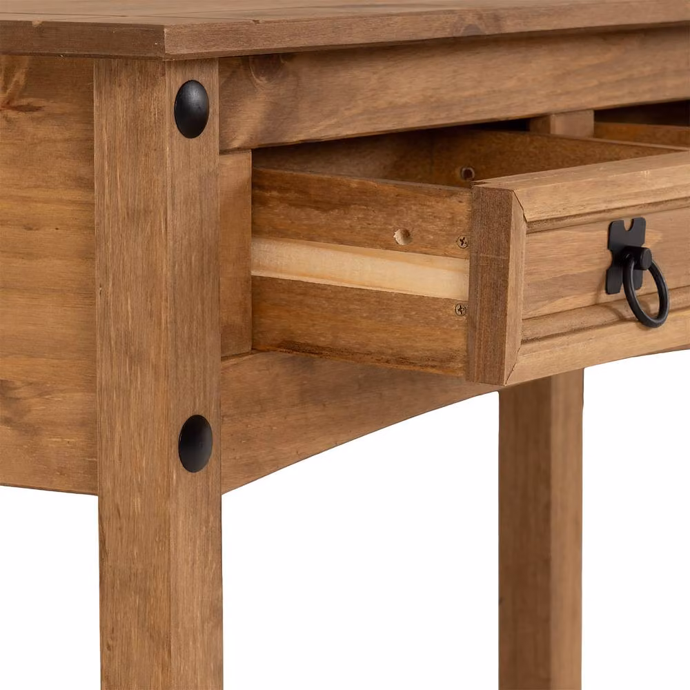 Seconique Corona Essentials 2 Drawer Rustic Pine Console Table in Natural Wood – 5