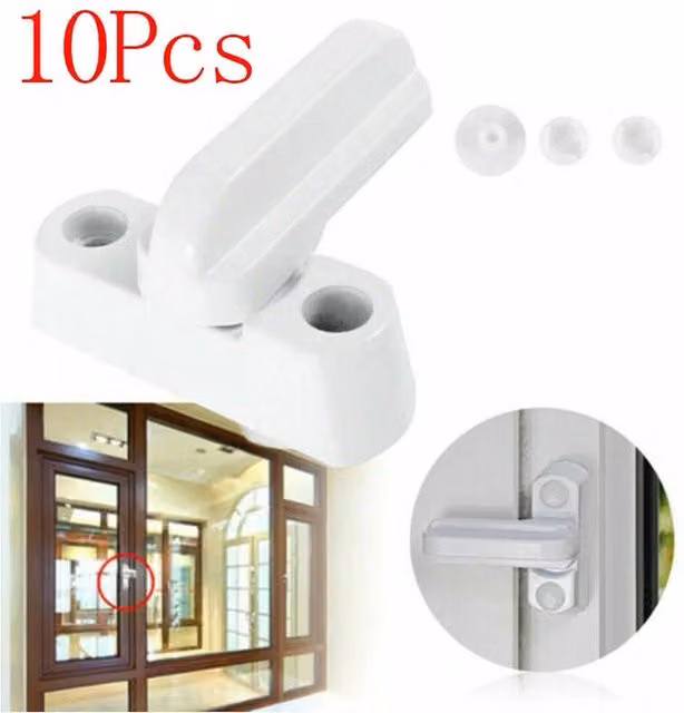 NESTLUNE 10 Pack White UPVC Window Safety Locks and Door Sash Jammers – 1
