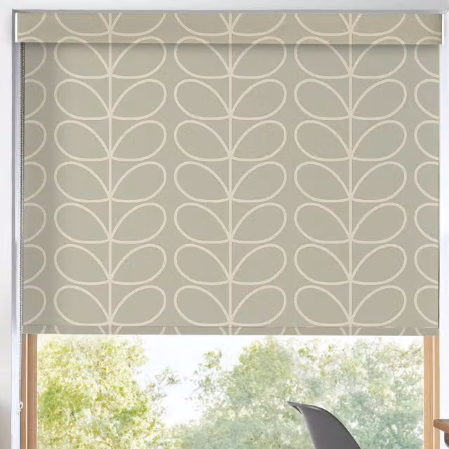 Orla Kiely Jumbo Linear Stem Made to Measure Blackout Roller Blind in Pebble Beige