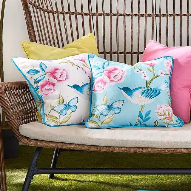 Dreams & Drapes Amelle Blue Outdoor Square Filled Cushion W/D/H: 43 x 43 x 43 cm