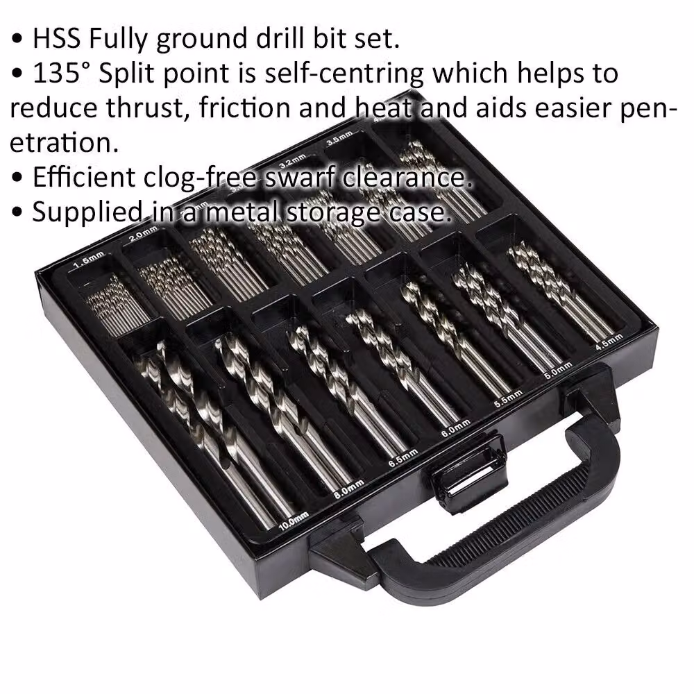 Loops 99 Piece HSS Twist Drill Bit Assortment in Silver and Multicolour – 2
