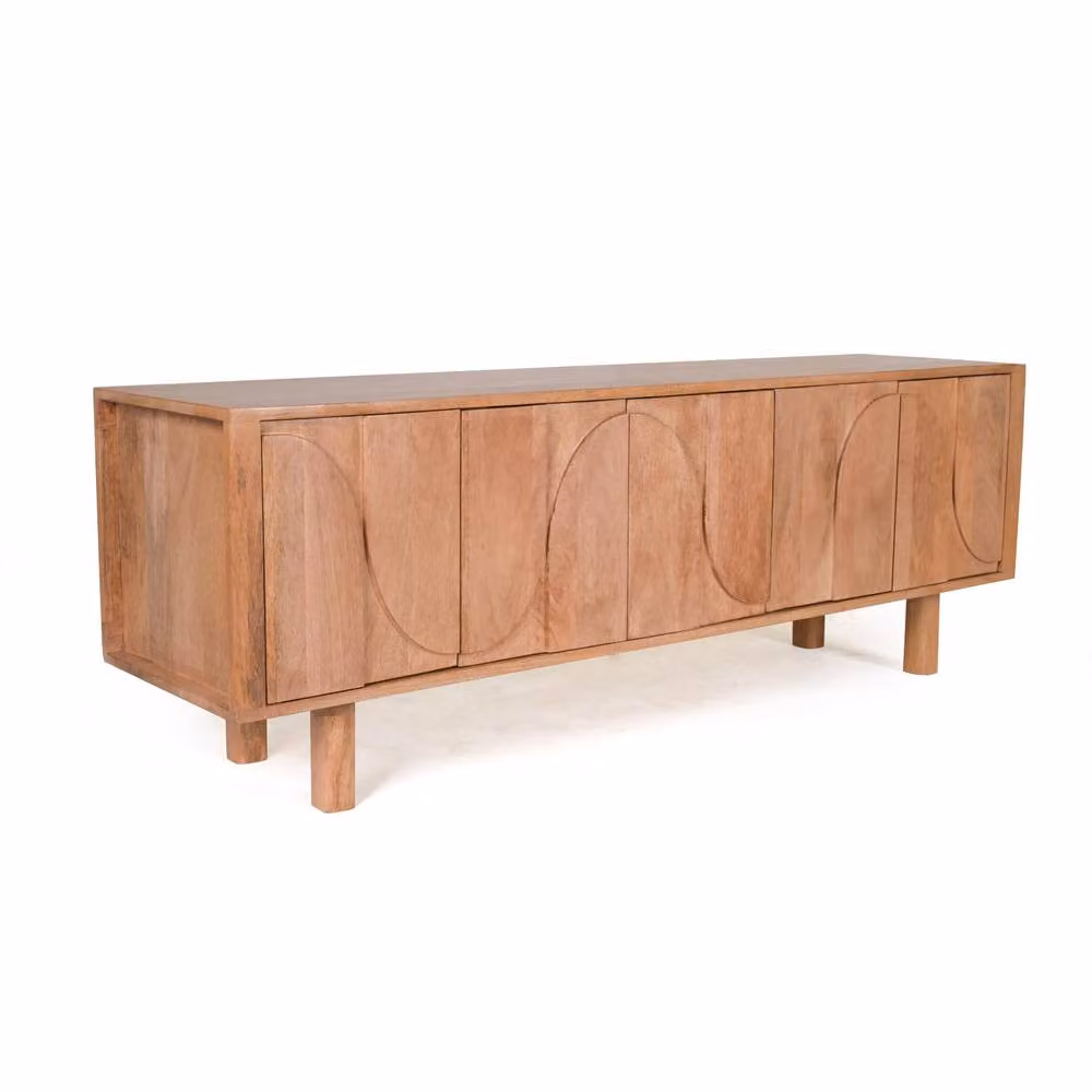 Elm Home And Garden Scandinavian Mango Wood TV Unit in Beige and Brown – 2