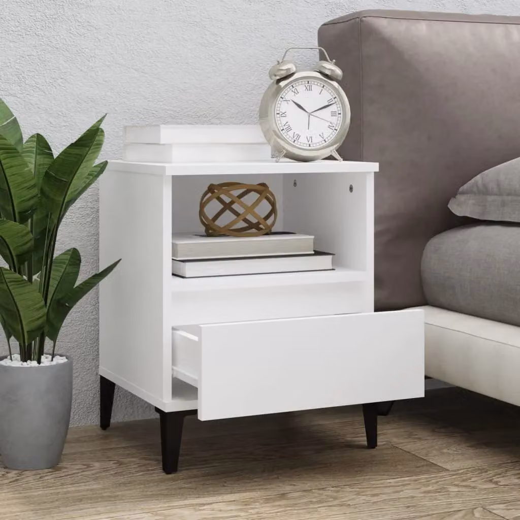 Berkfield Home Set of 2 White Bedside Cabinets, W/D/H: 40 x 35 x 50 cm – 3