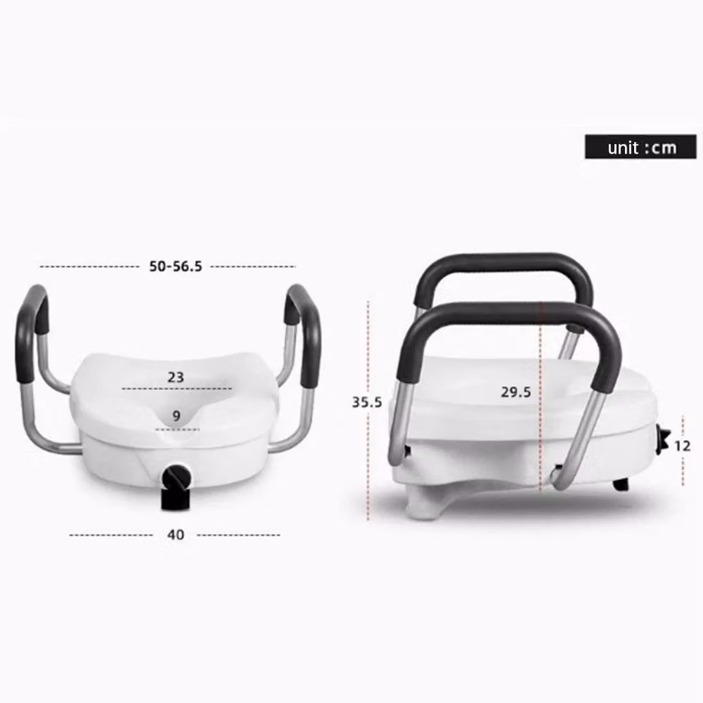 Kelvenix Raised Toilet Seat and Handle Riser in White, W: 52 cm – 2