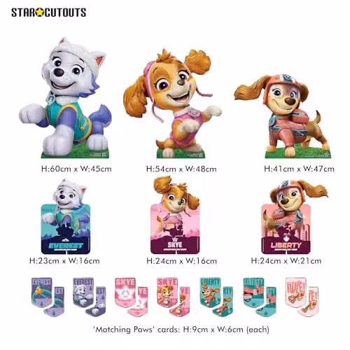 Star Cutouts SC4600 Skye Liberty and Everest Paw Patrol 20 Piece Multicolour Cardboard Cutouts Multipack for Girls Party Decorations and Kids Room Supplies – 1