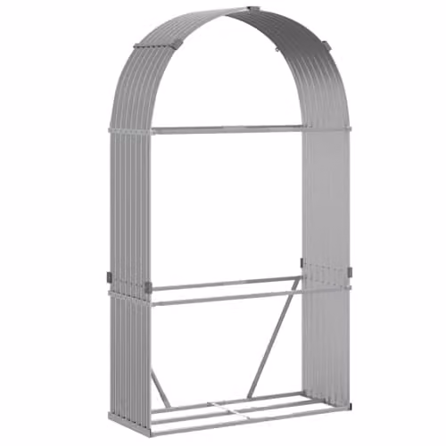 vidaXL Log Holder in Grey Galvanised Steel, W/D/H: 120 x 45 x 210 cm – 1