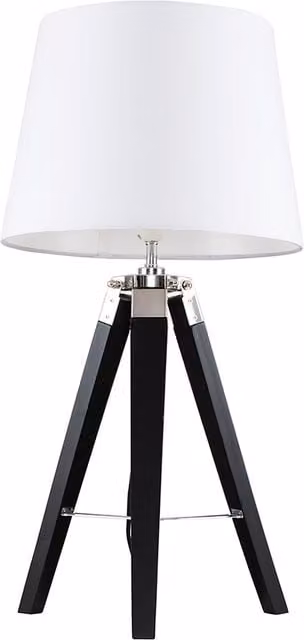 Clipper Tripod Table Lamp in Black with White Shade