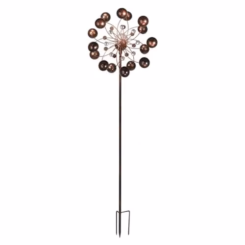 mysmartbuy Venti Wind Spinner with Solar Powered Crackle Globe in Bronze and Multicolour, H: 130 cm – 3
