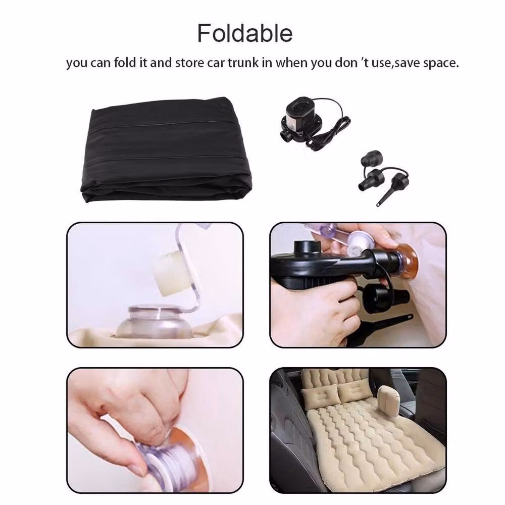 SPETLEK Grey Inflatable Car Air Bed for Rear Seats, Small Single Foldable Mattress – 3