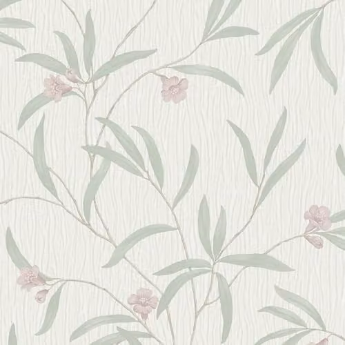 Belgravia Decor Tiffany Floral White Sage Heather Botanical Wallpaper in White and Green