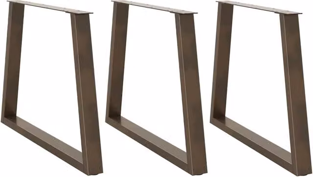 Berkfield Home V-Shape Dining Table Legs, 3 Piece Set, Brown Matt Steel, H: 72-73.3 cm x W: 100 cm – 1