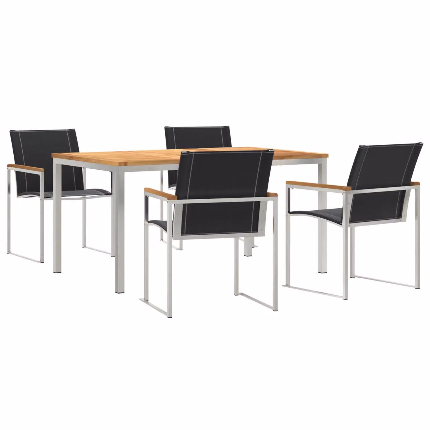 Berkfield Home 5 Piece Modern Garden Dining Set in Brown Solid Acacia Wood and Steel – 2