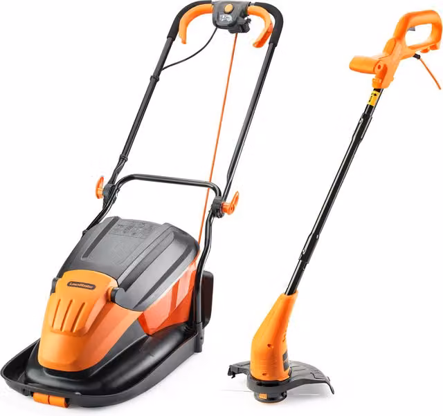 LawnMaster 1700W Hover Mower and Grass Trimmer Set with Collection Bag, Orange