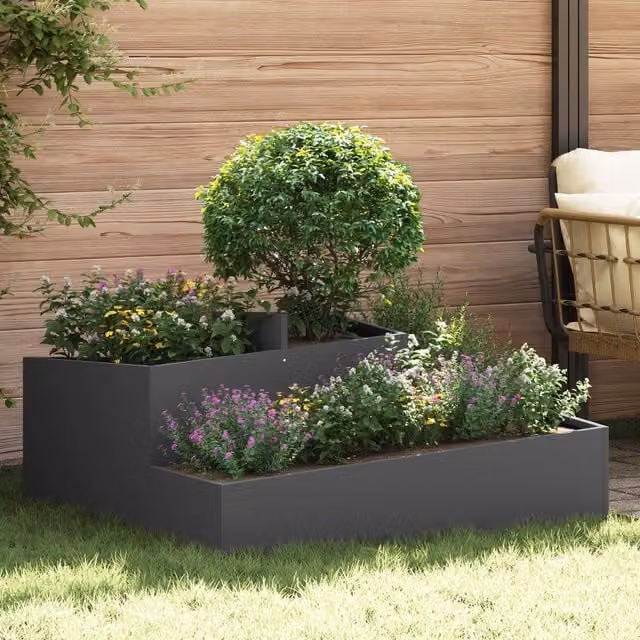 Berkfield Home Large Black Metal Decorative Inlays Planter Tub – 1