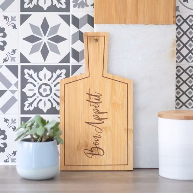 KDMK Rectangular Solid Bamboo Serving Board, Brown
