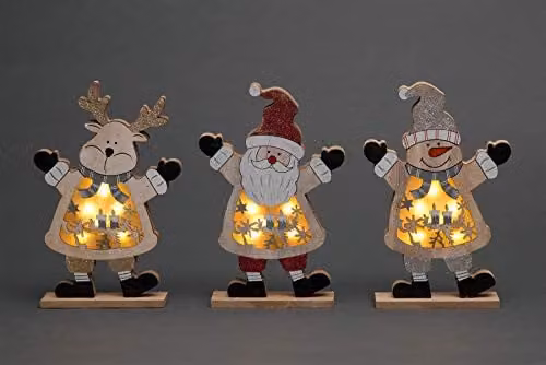 Shatchi LED Multicolour Wooden Christmas Ornaments for Indoor Table Decoration, Height: 27 cm