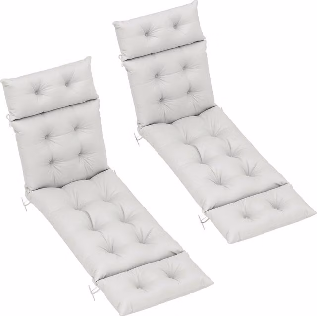 Outsunny Set of 2 Rectangular Sun Lounger Cushions in Grey and White, W: 190 cm, D: 56 cm