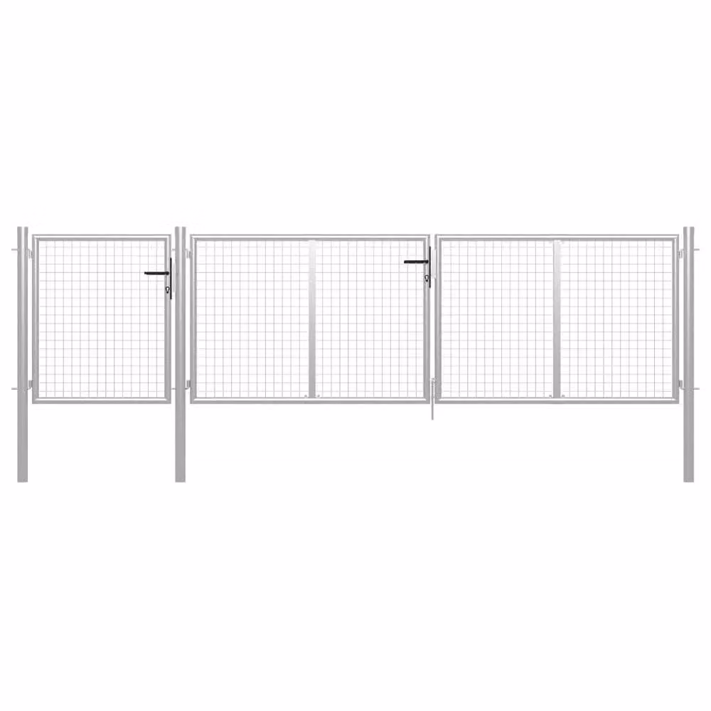Berkfield Home Durable Steel Garden Gate, Silver, W: 400 cm, H: 100 cm