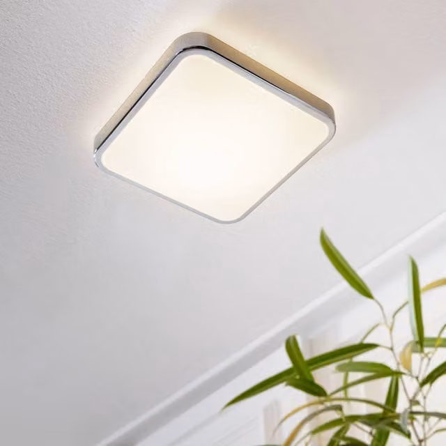 Eglo Manilva LED Square Wall Light in White and Chrome Finish