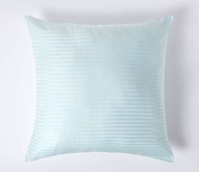 Homescapes Blue Egyptian Cotton Mako Satin Striped Euro Pillowcase with Zip, W/D/H: 80 x 80 x 0 cm, 330 TC