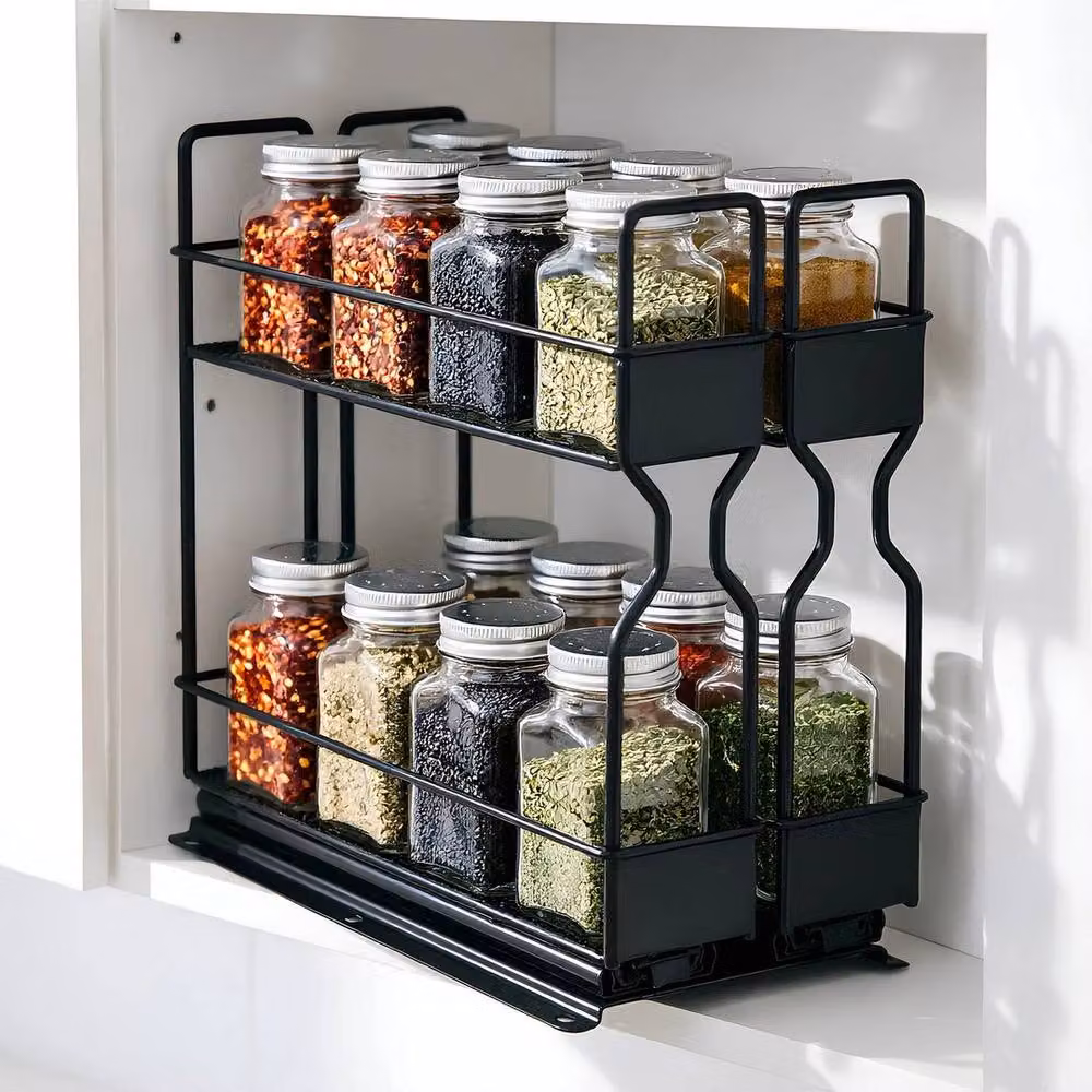 Kelvenix Black 2 Tier Metal Pull Out Spice Rack – 3