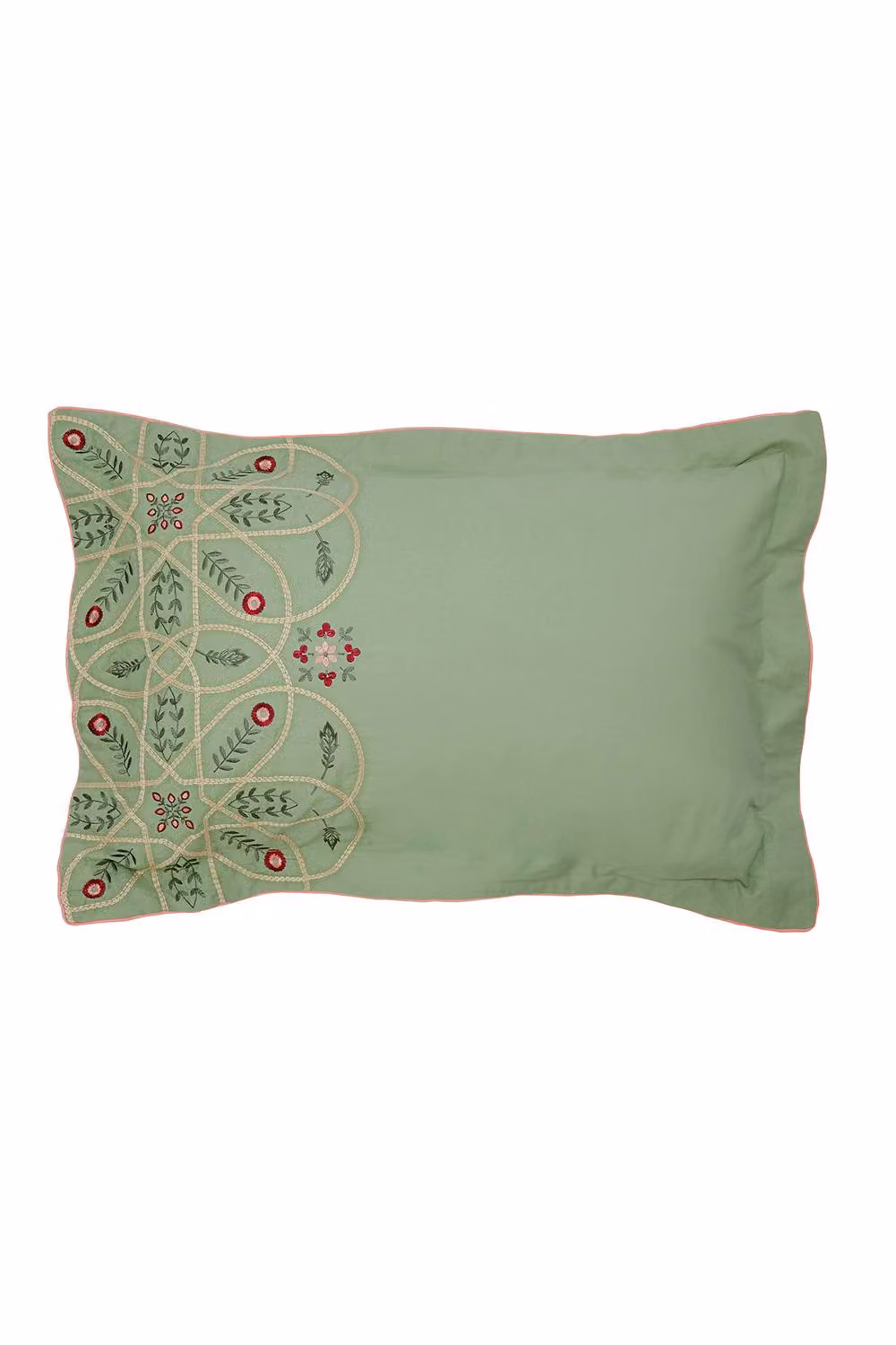Morris & Co Brophy Embroidery Cotton Percale Duvet Cover and Pillowcase Set, Green, W: 180 cm, H: 200 cm – 2