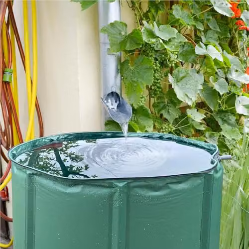 Gr8 Garden Green Collapsible PVC Rain Barrel with Zipped Lid and Drain Tap, 250 l – 6