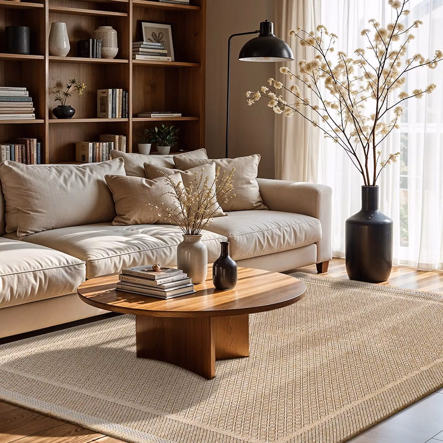 Livabliss Mirage-Cottage Jute-Look In- & Outdoor Rug with Black and Beige Fringes, W: 80 cm, L: 220 cm – 2